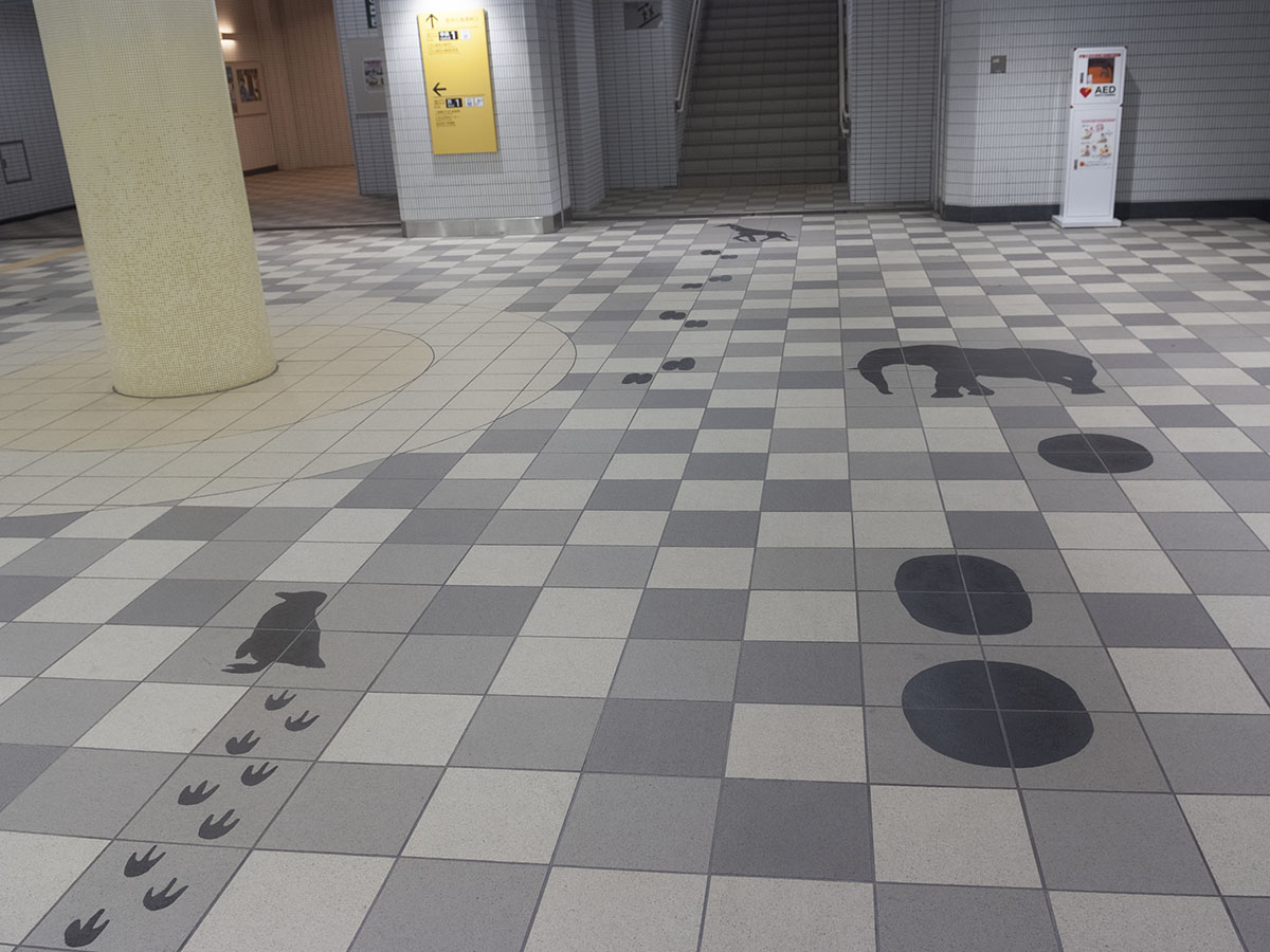 八木山動物公園駅コンコースの床面